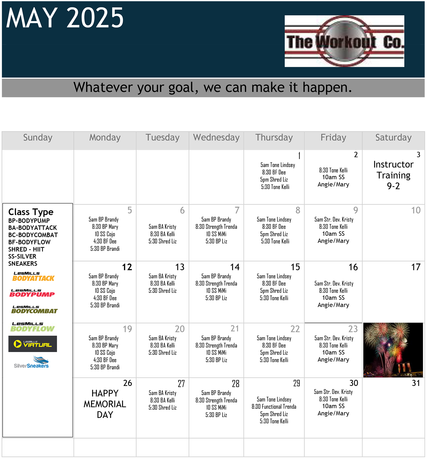 The Workout Co. Raceland - Group Fitness Class Schedule - May 2025 The Workout Co. Raceland Group Fitness Class Schedule - May 2025