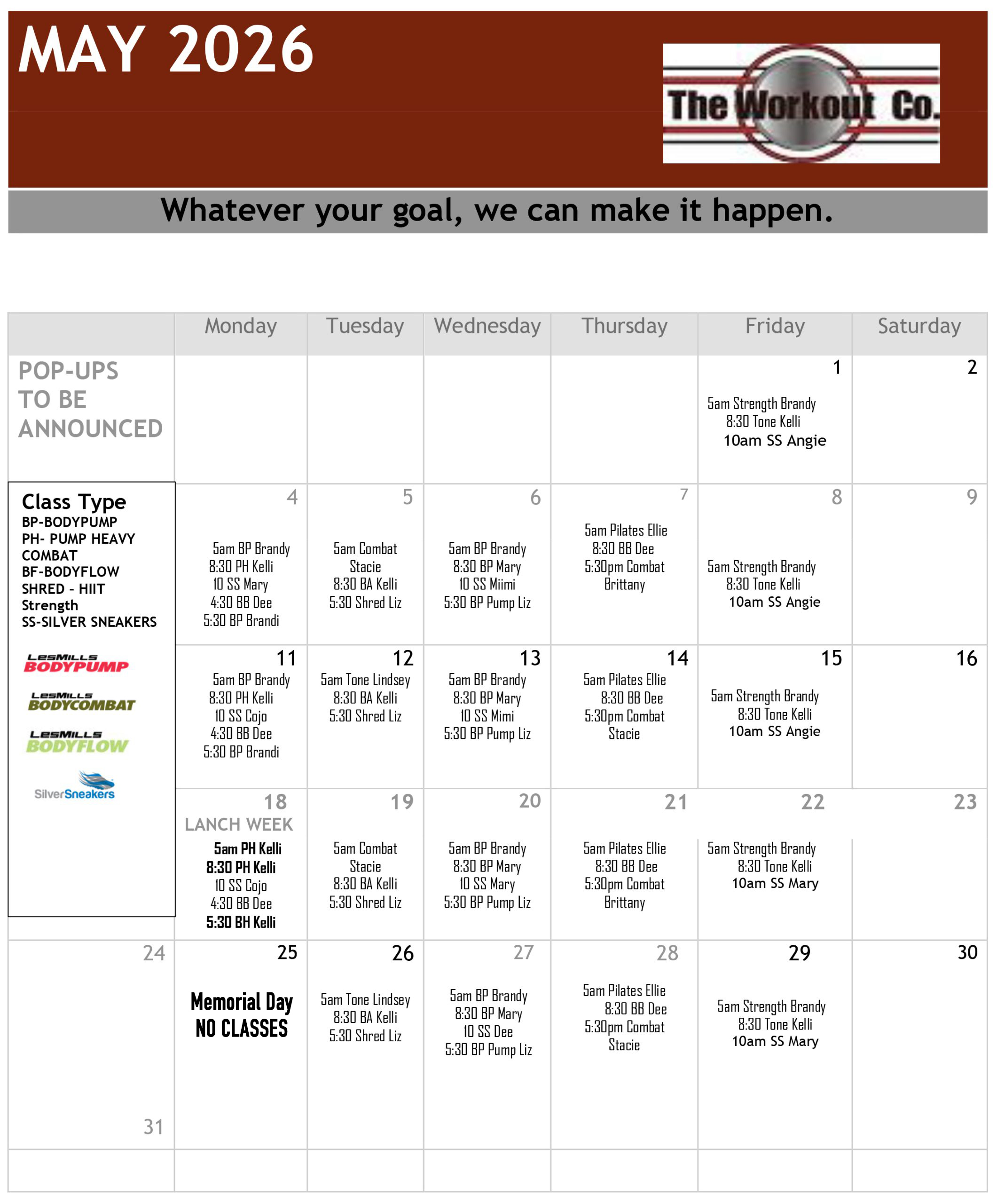Group Class Schedule