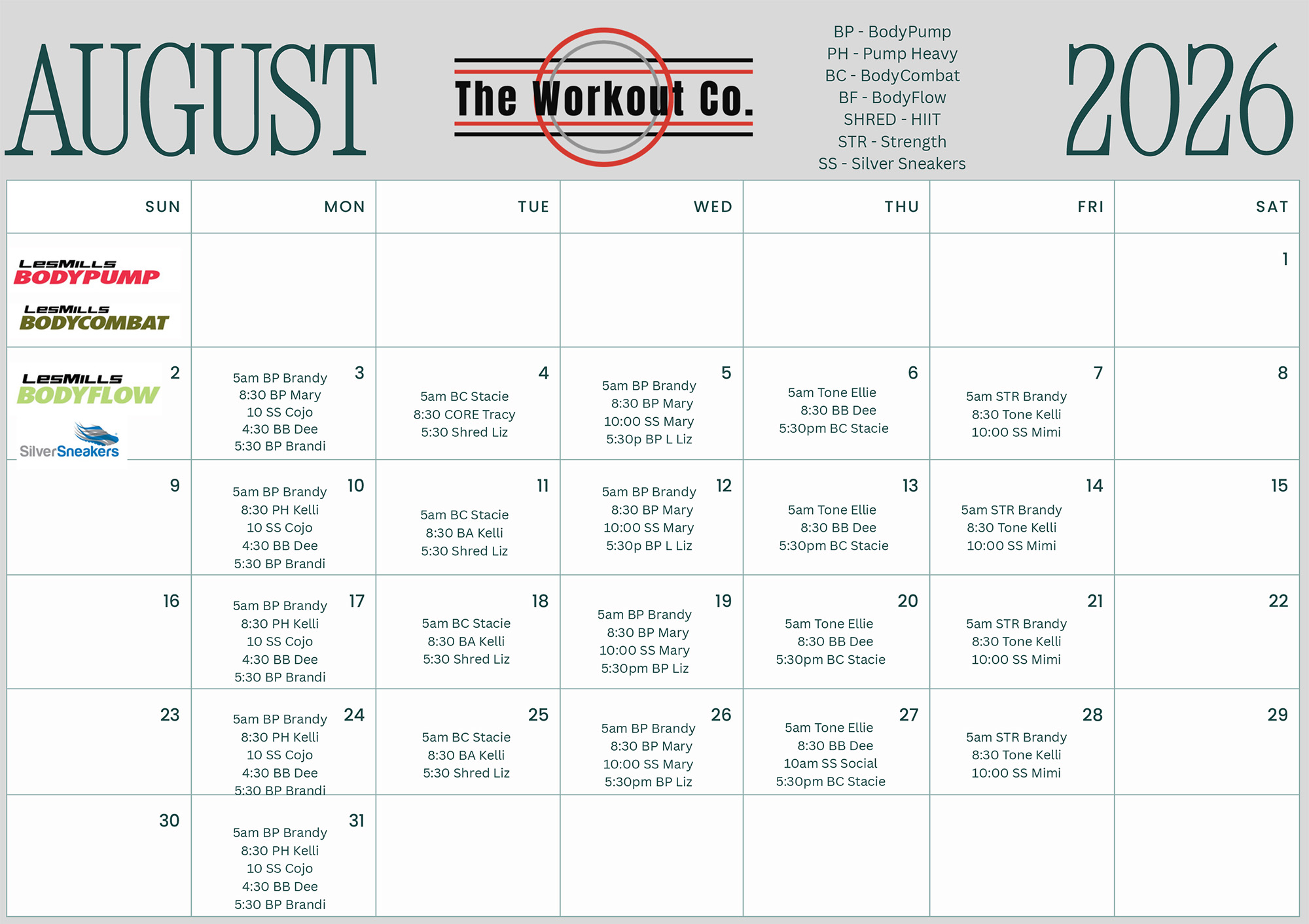 Group Fitness Class Schedule